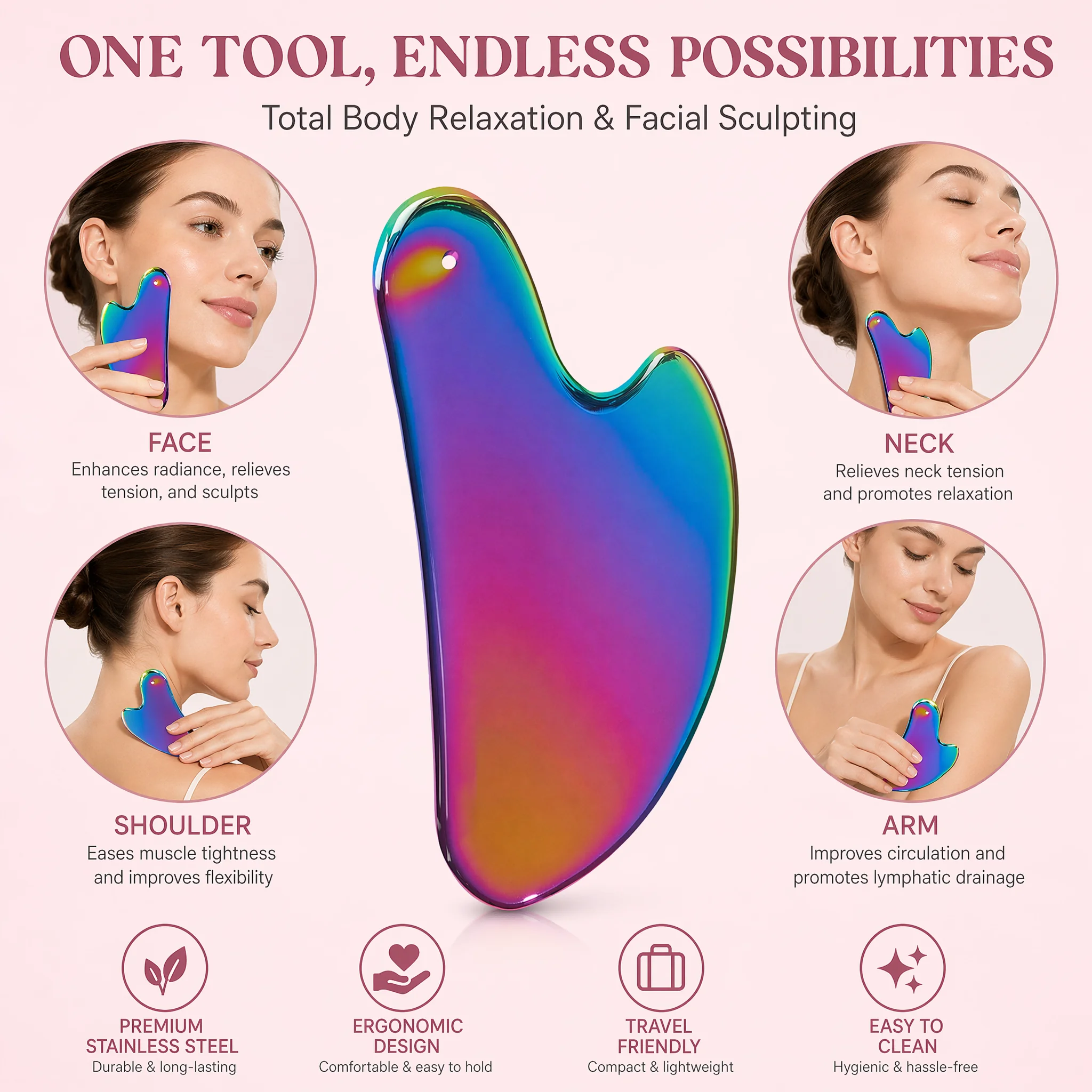 1Pcs Stainless Steel Gua Sha B - Skincare Routine 评论和价格