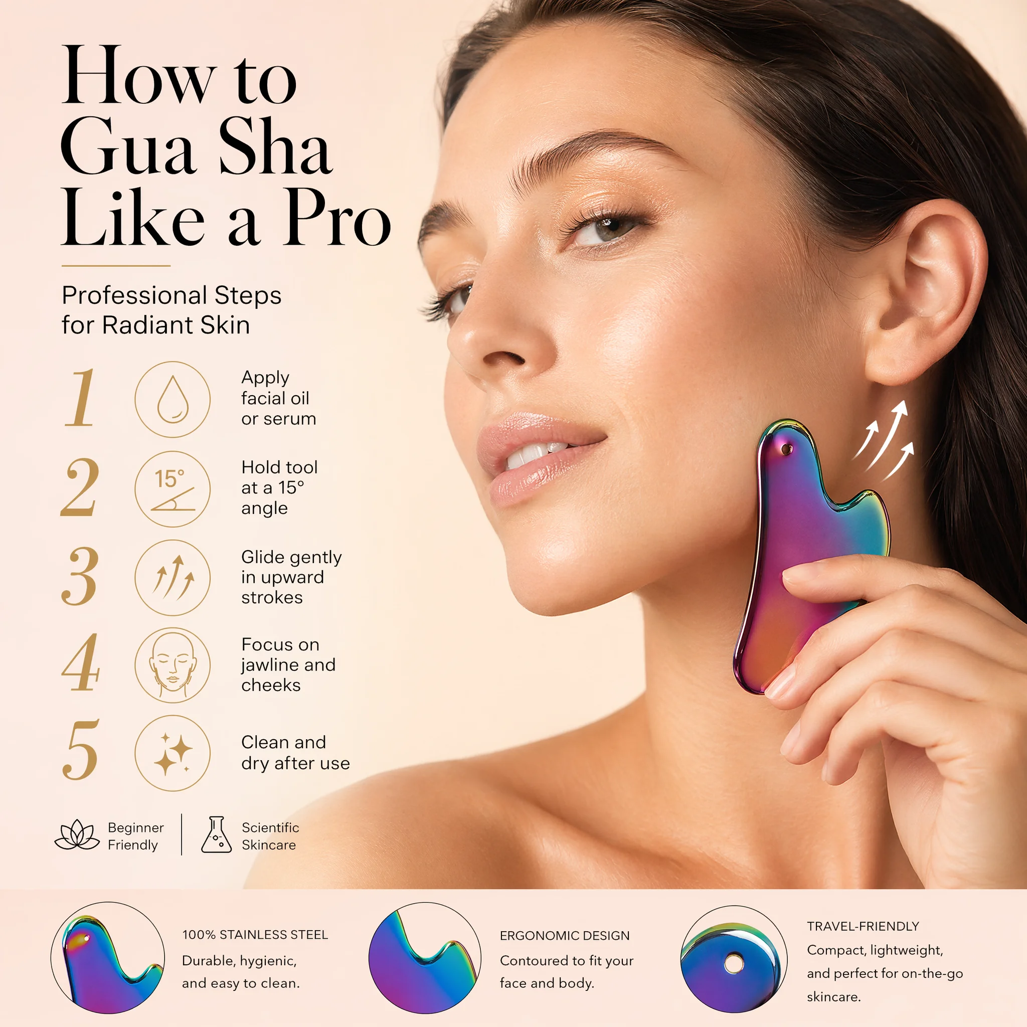 1Pcs Stainless Steel Gua Sha B - Skincare Routine 评论和价格