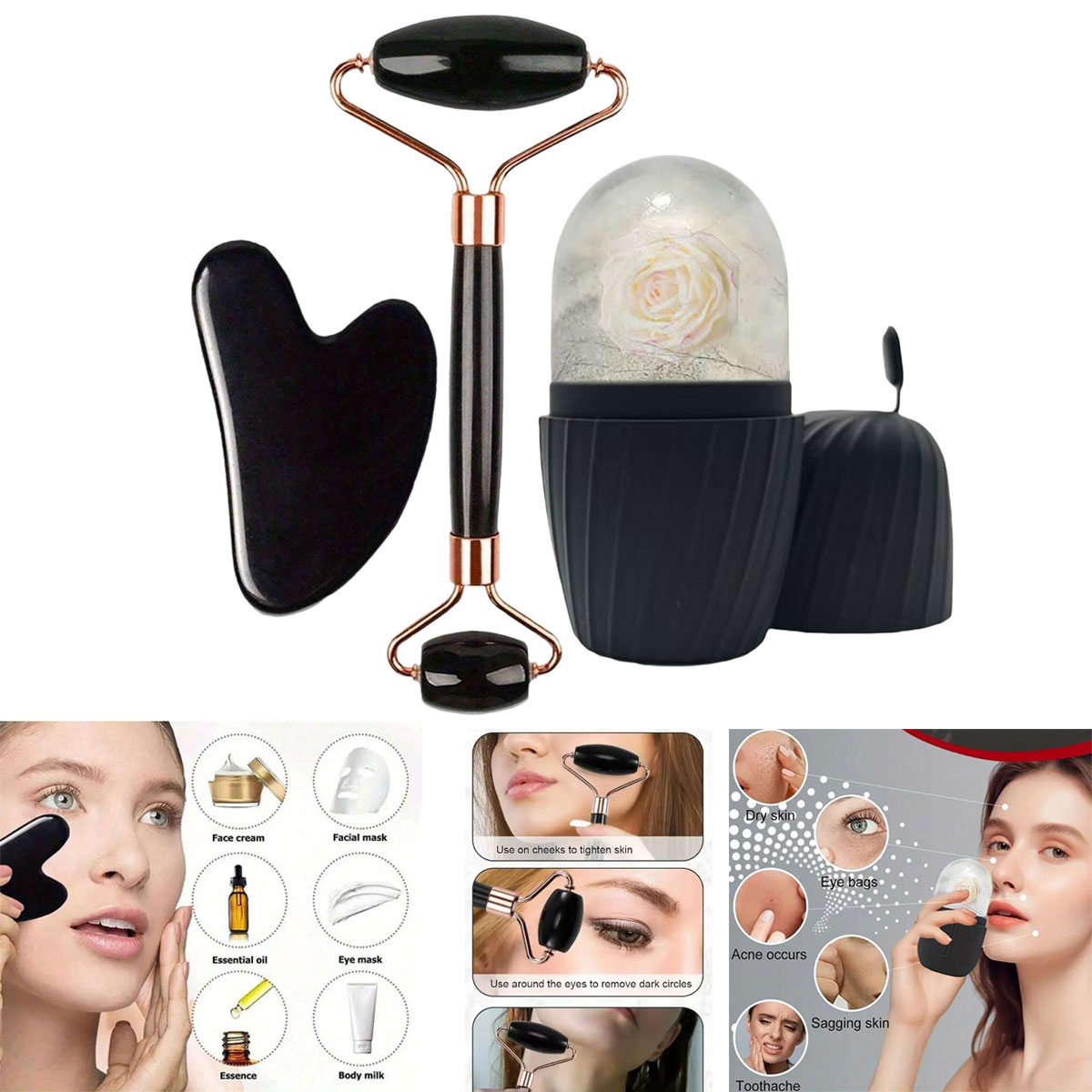 Ice Face Roller Set 1/2/3pcs F - Skincare Routine 评论和价格