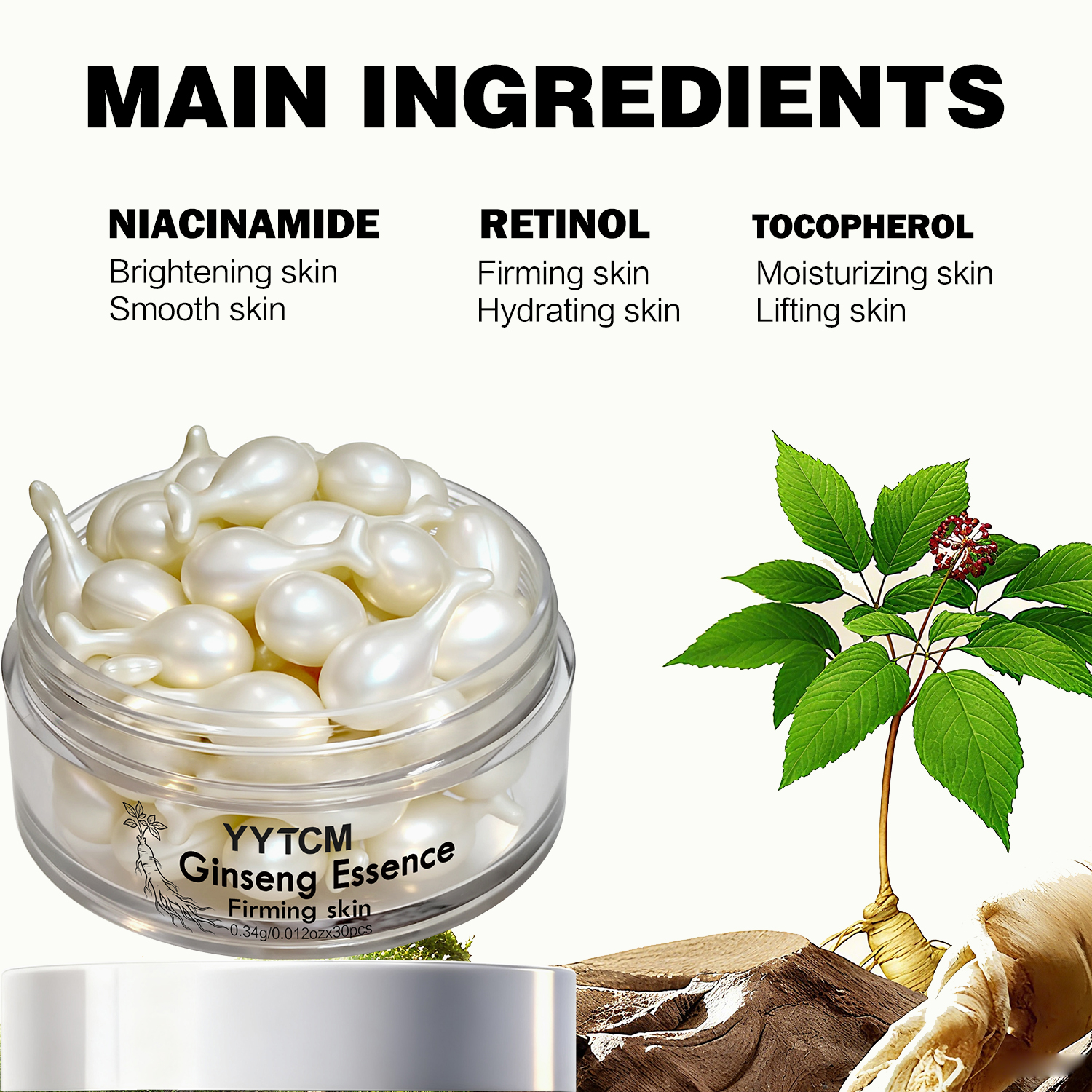Ginseng Essence Capsules, Mois - Niacinamide Brightening Serum 评论和价格